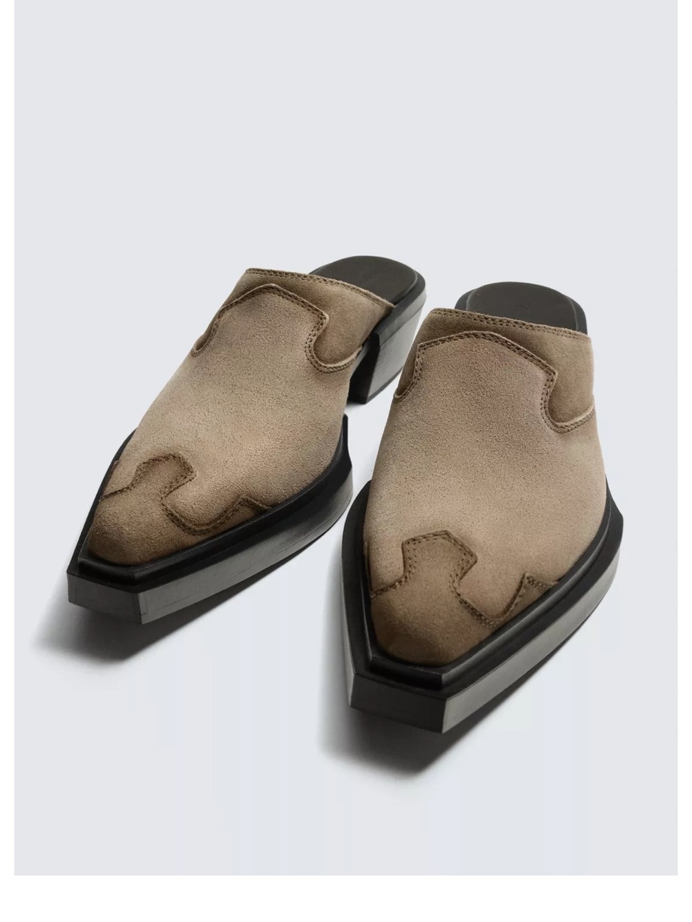 Zara Men's Taupe Suede Western Mule Boots (SIZE 41 Men)